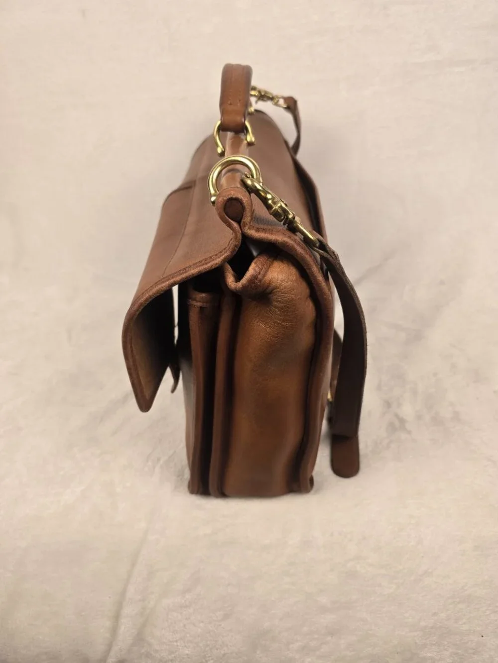 Vintage Coach Brown Kensington Satchel – Double Front Pocket – Gold-Tone Hard